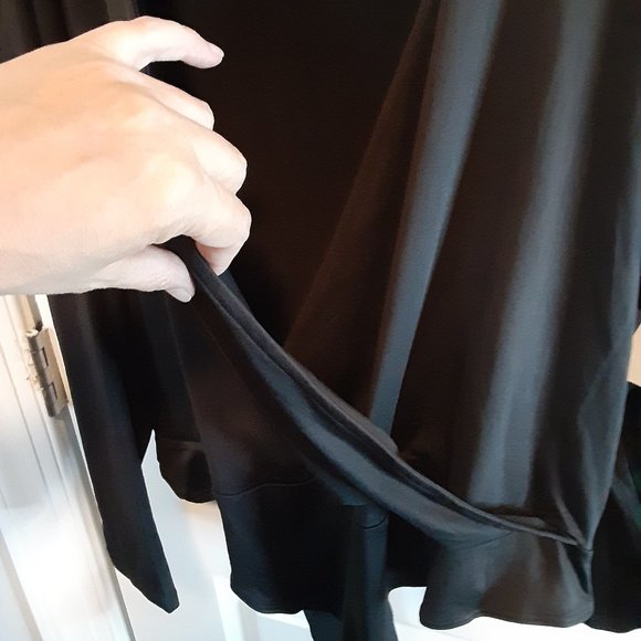 BLACK TAPE Women's Black Stretch Faux Wrap Style Long Sleeve Bodysuit - Picture 6 of 11